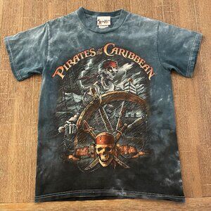 Vintage Disney Pirates of the Caribbean Shirt Walt Disney Tie Dye Medium